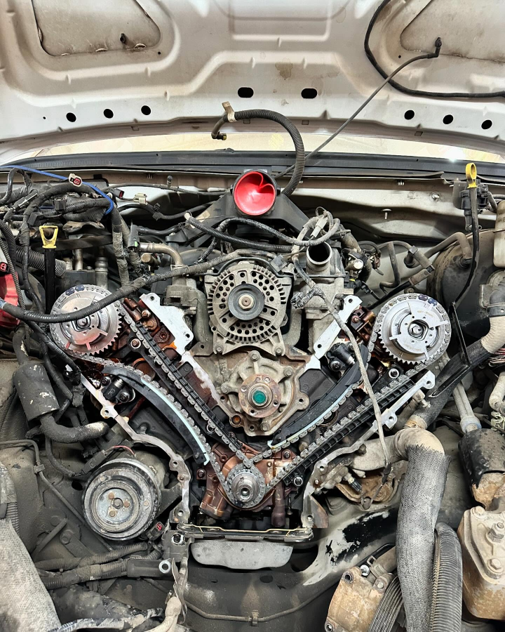 Audi diesel delete Calgary highlights an exposed engine with detailed mechanical components and wiring